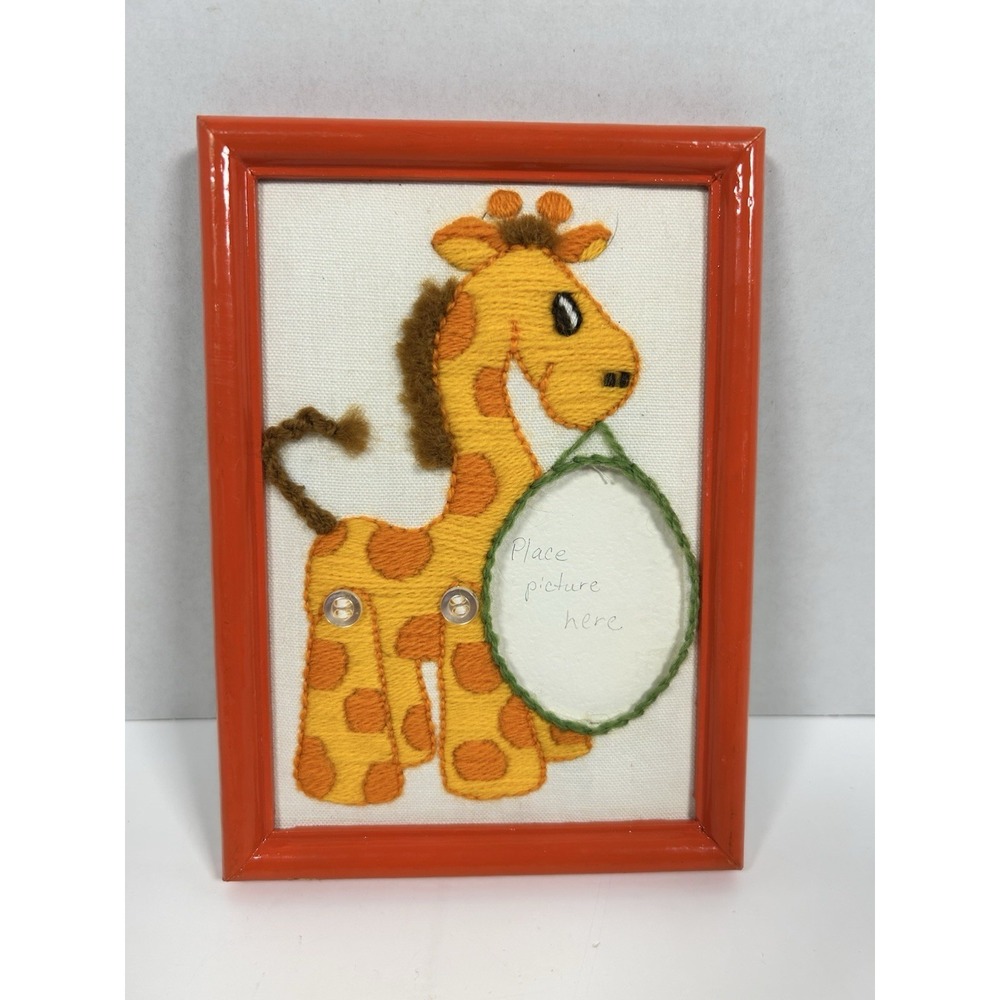 Embroidered Giraffe Photo Frame 5"x7" Baby Nursery Picture Frame Zoo Animals